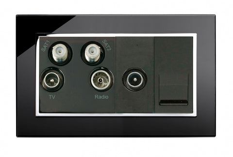 Crystal CT TV - Radio - Twin Sat / TV /BT Master Socket Black - SE Home