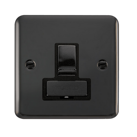 Curved Black Nickel 13A Fused Ingot Connection Unit Switched - Black Trim - SE Home