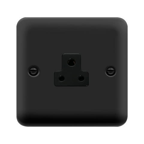 Curved Matt Black 2A Round Pin Socket - Black Trim