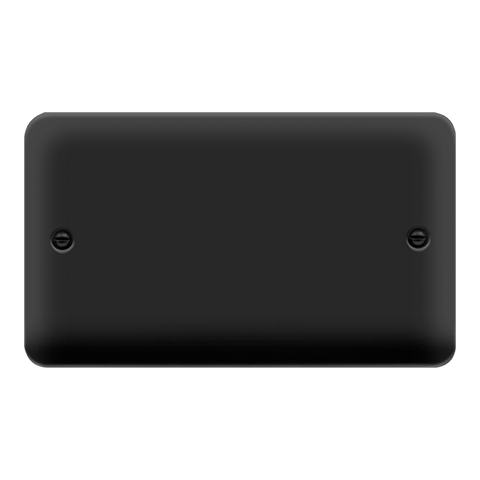 Curved Matt Black 2 Gang Blank Plate