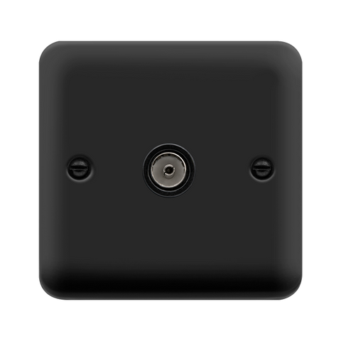 Curved Matt Black Single Coaxial Outlet - Black Trim