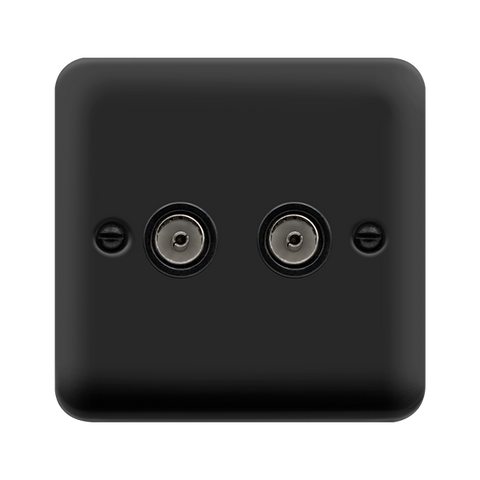 Curved Matt Black Twin Coaxial Outlet - Black Trim - SE Home
