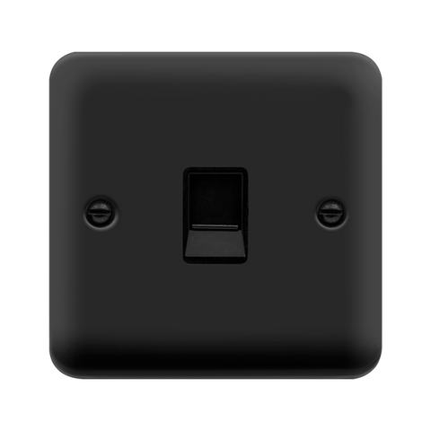 Curved Matt Black Single RJ11 (Irish/US) Outlet - Black Trim