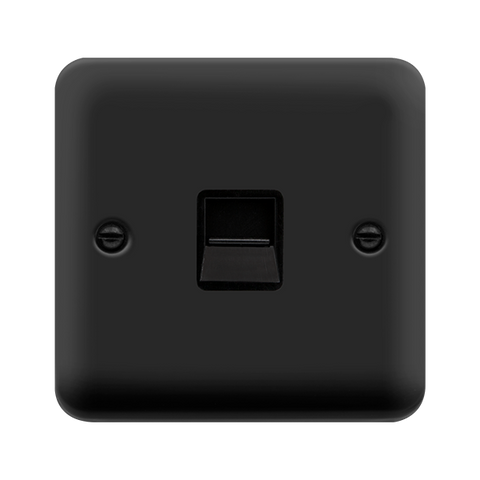 Curved Matt Black Single Telephone Outlet - Master - Black Trim - SE Home
