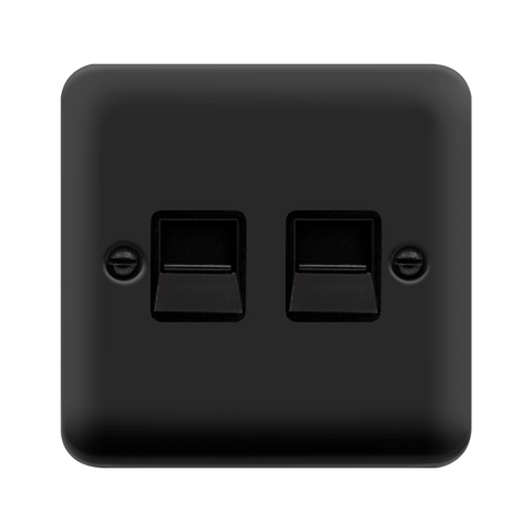Curved Matt Black Twin Telephone Outlet - Secondary - Black Trim - SE Home