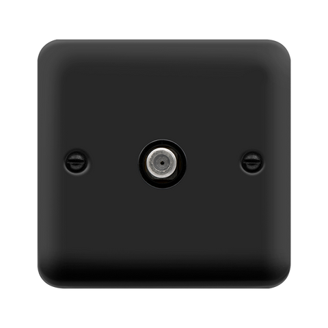 Curved Matt Black Non-Isolated Single Satellite Outlet - Black Trim - SE Home