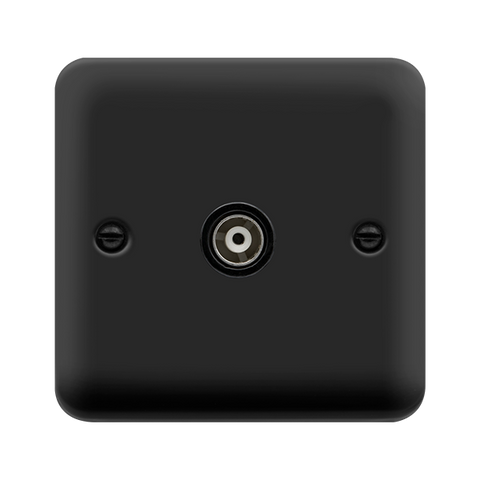 Curved Matt Black Single Isolated Coaxial Outlet - Black Trim - SE Home