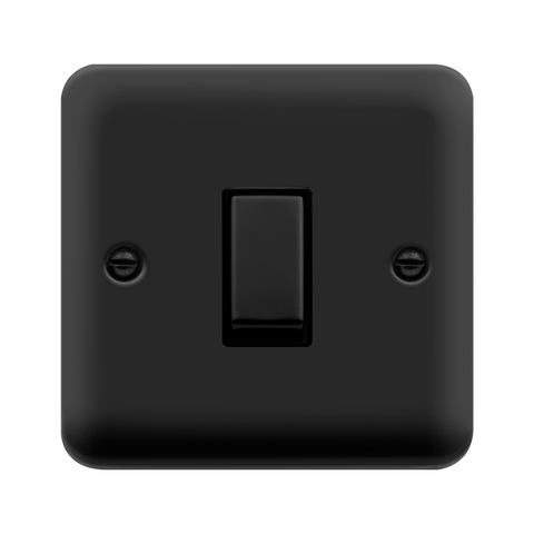 Curved Matt Black 10AX Ingot 1 Gang 2 Way Light Switch - Black Trim