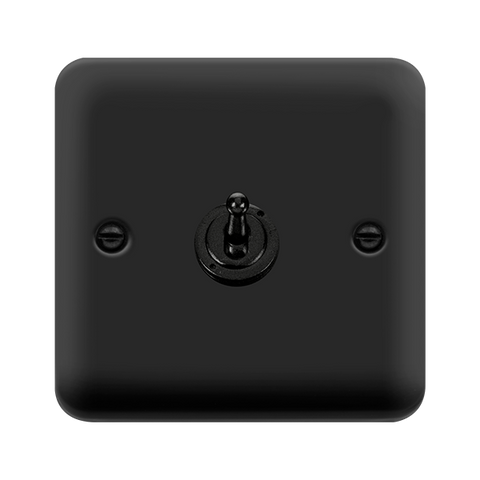 Curved Matt Black 10AX 1 Gang 2 Way Toggle Light Switch - Black Trim - SE Home