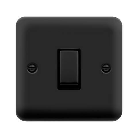 Curved Matt Black 10AX Ingot 1 Gang Intermediate Light Switch - Black Trim