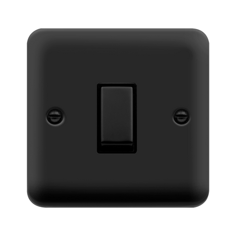 Curved Matt Black 1 Gang 20A Ingot DP Switch - Black Trim