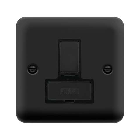 Curved Matt Black 13A Fused Ingot Connection Unit Switched - Black Trim - SE Home