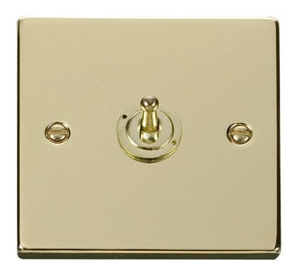 Polished Brass 1 Gang Intermediate 10AX Toggle Light Switch - SE Home