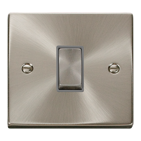 Satin Chrome - Black Inserts Satin Chrome 10A 1 Gang 2 Way Ingot Light Switch - Black Trim