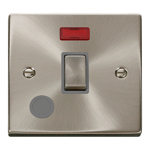 Satin Chrome 1 Gang 20A Ingot DP Switch With Flex With Neon - Grey Trim - SE Home