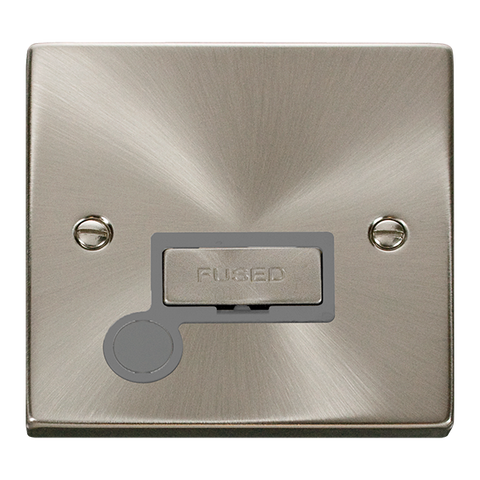 Satin Chrome 13A Fused Ingot Connection Unit With Flex - Grey Trim - SE Home