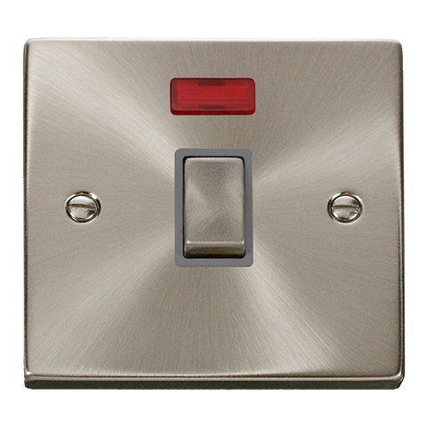 Satin Chrome 1 Gang 20A Ingot DP Switch With Neon - Grey Trim - SE Home