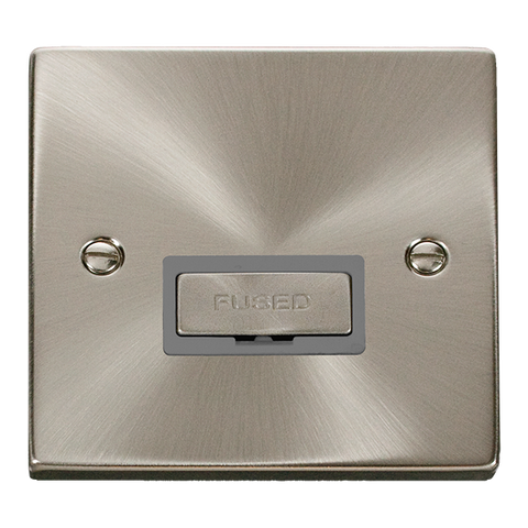Satin Chrome 13A Fused Ingot Connection Unit - Grey Trim - SE Home