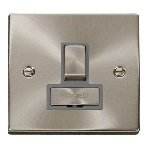 Satin Chrome 13A Fused Ingot Connection Unit Switched - Grey Trim - SE Home