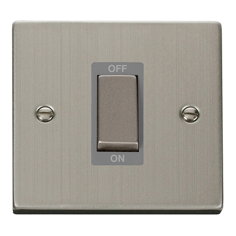 Stainless Steel 1 Gang Ingot Size 45A Switch - Grey Trim