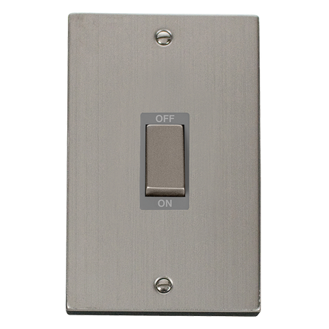 Stainless Steel 2 Gang Ingot Size 45A Switch - Grey Trim