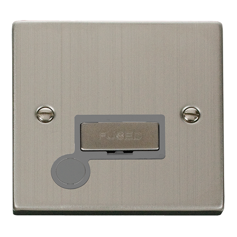 Stainless Steel 13A Fused Ingot Connection Unit With Flex - Grey Trim