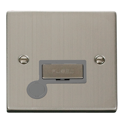 Stainless Steel 13A Fused Ingot Connection Unit With Flex - Grey Trim - SE Home