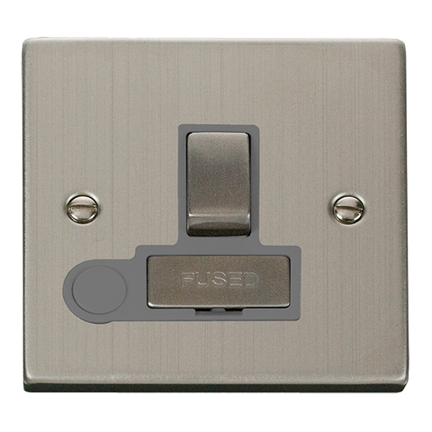 Stainless Steel 13A Fused Ingot Connection Unit Switched With Flex - Grey Trim - SE Home