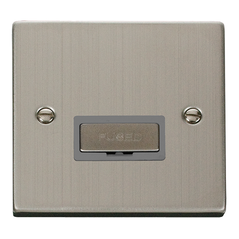 Stainless Steel 13A Fused Ingot Connection Unit - Grey Trim - SE Home