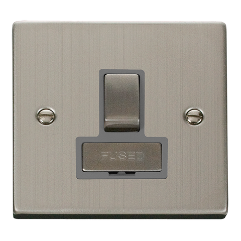 Stainless Steel 13A Fused Ingot Connection Unit Switched - Grey Trim - SE Home