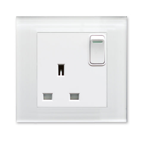 Crystal PG 13A Single Plug Socket with Switch White - SE Home