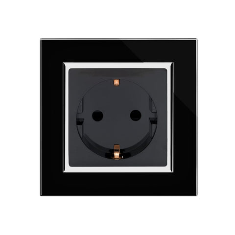 Crystal CT 13A Single Schuko Plug Socket Black - SE Home
