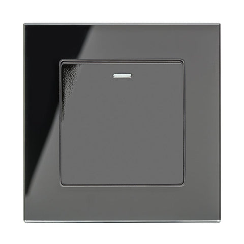 Crystal PG 1 Gang Rocker Light Switch Black Intermediate - SE Home