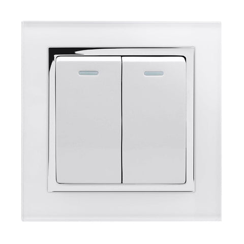 Crystal CT 2 Gang Rocker Light Switch White Intermediate - SE Home