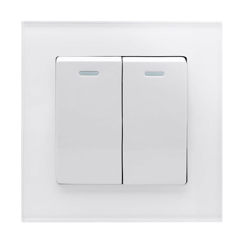 Crystal PG 2 Gang Rocker Light Switch White Intermediate - SE Home