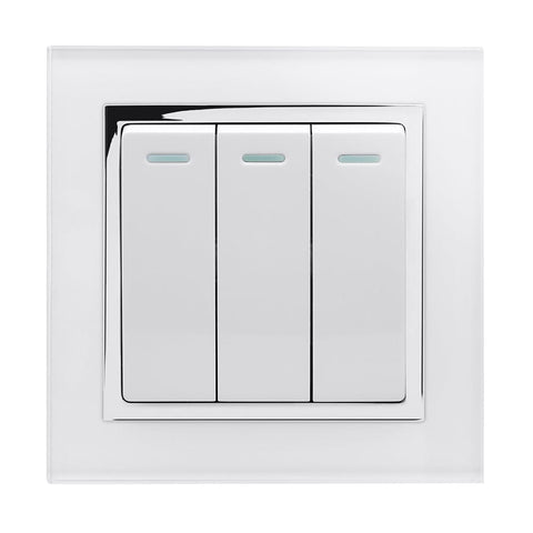 Crystal CT 3 Gang Rocker Light Switch White - SE Home