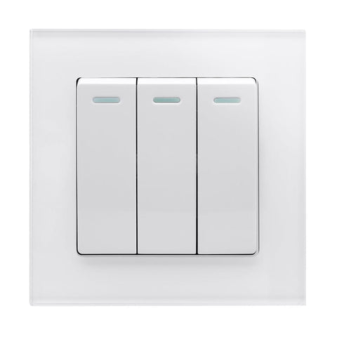 Crystal PG 3 Gang Rocker Light Switch White - SE Home