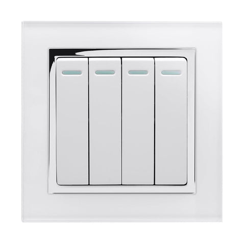 Crystal CT 4 Gang Rocker Light Switch White - SE Home