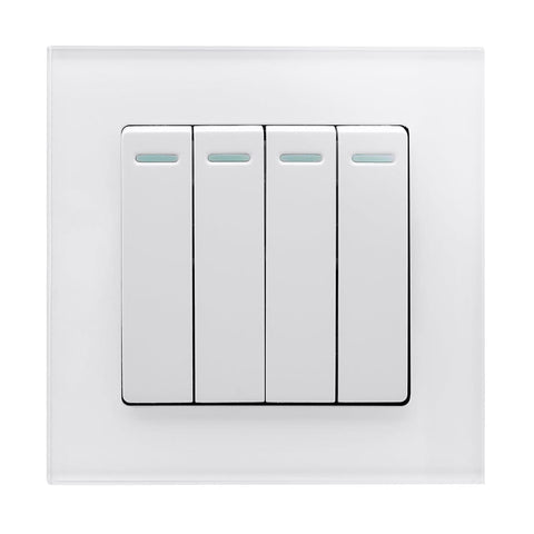Crystal PG 4 Gang Rocker Light Switch White - SE Home