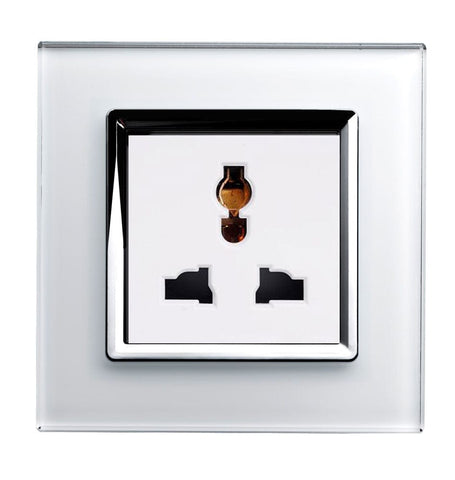Crystal CT Single Multifunction Plug Socket White - SE Home