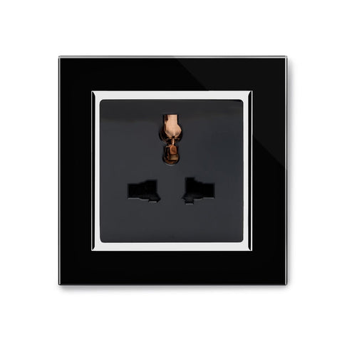 Crystal CT Single Multifunction Plug Socket Black - SE Home