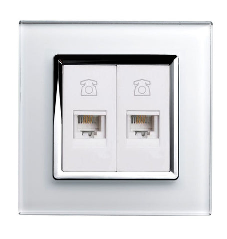 Crystal CT Dual RJ11 Socket White - SE Home