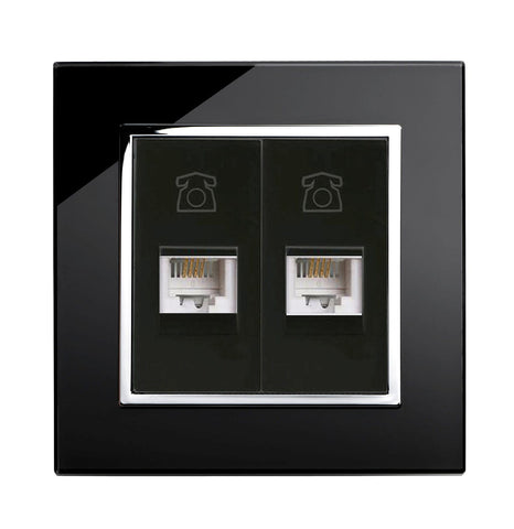 Crystal CT Dual RJ11 Socket Black - SE Home