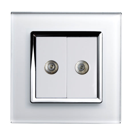Crystal CT Dual TV Socket White - SE Home