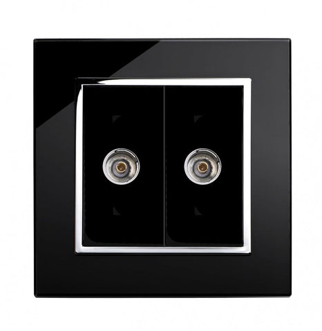 Crystal CT Dual TV Socket Black - SE Home
