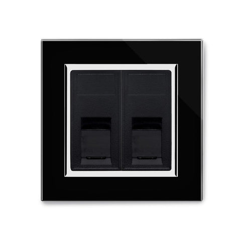 Crystal CT Dual CAT5e Socket Black - SE Home