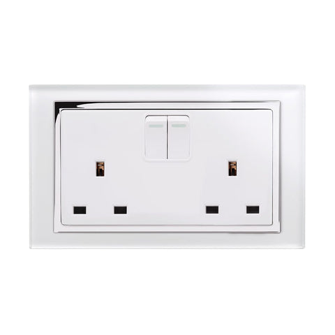 Crystal CT 13A DP Double Plug Socket with Switch White - SE Home