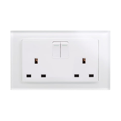 Retrotouch Crystal Crystal PG 13A DP Double Plug Socket with Switch White