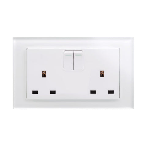 Crystal PG 13A DP Double Plug Socket with Switch White - SE Home