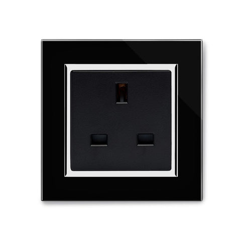 Crystal CT 13A Single Plug Unswitched Socket Black - SE Home